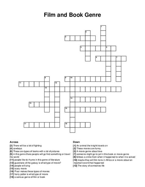 film genre crossword clue|FILM GENRE Crossword Clue